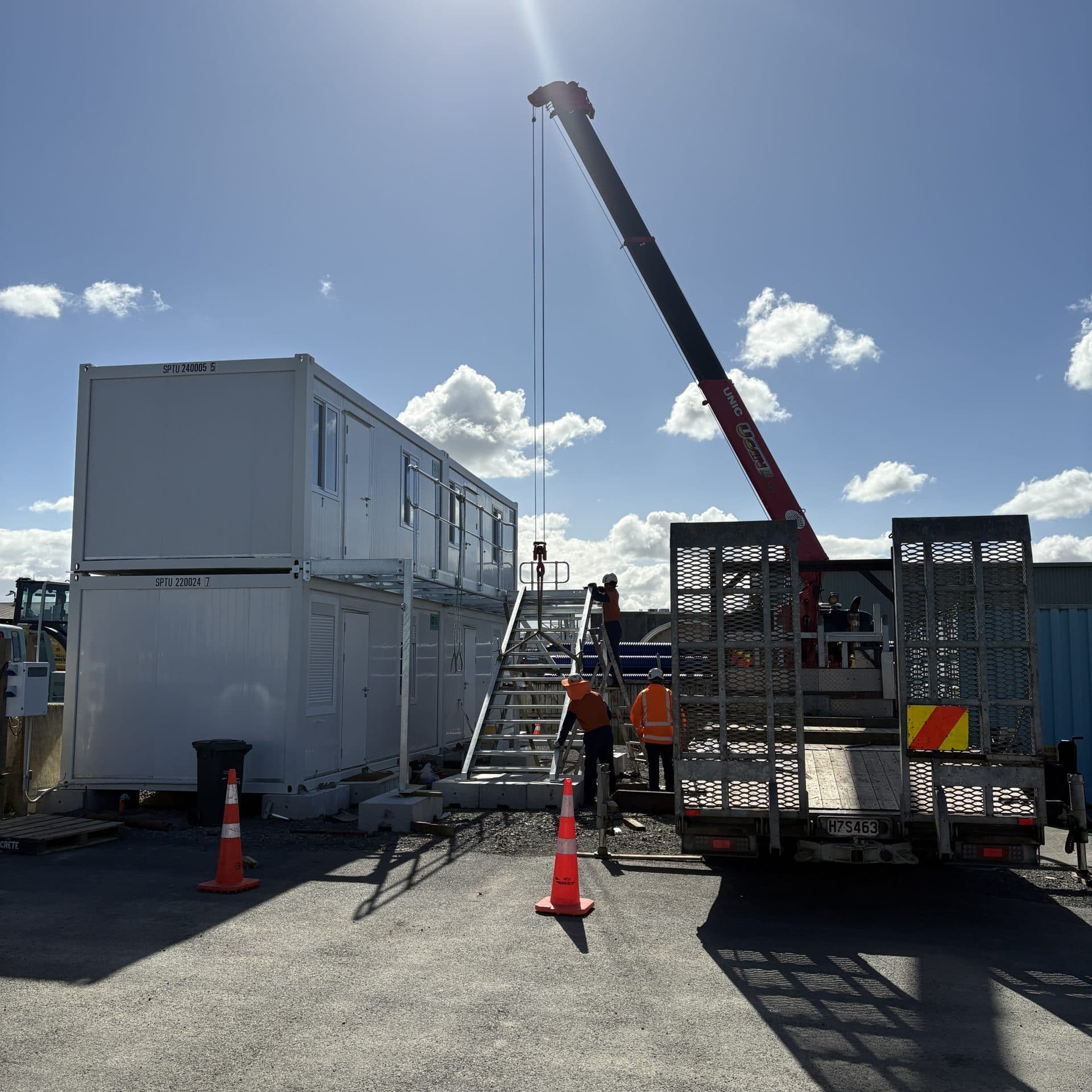 Fulton Hogan Pacific Portable Buildings crane